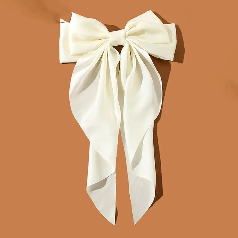 Hair Clips for Women Girls Big Bowknot Solid Satin