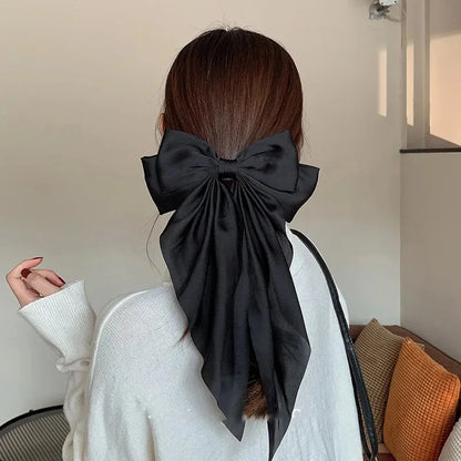 Hair Clips for Women Girls Big Bowknot Solid Satin