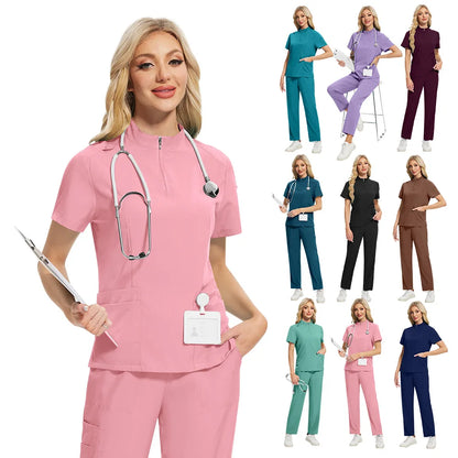 Medical Scrubs Short Sleeved Top+pants