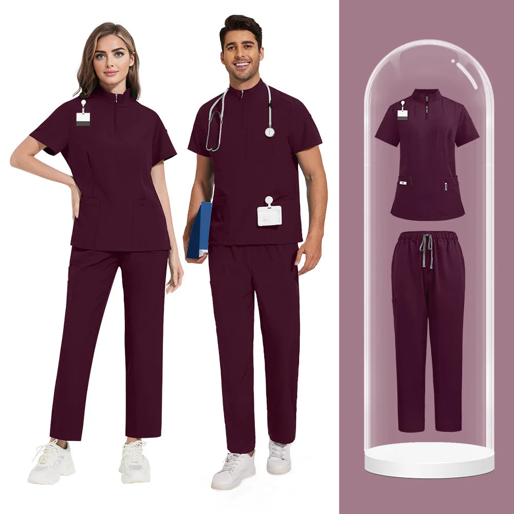Medical Scrubs Short Sleeved Top+pants
