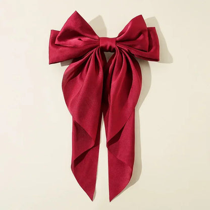 Hair Clips for Women Girls Big Bowknot Solid Satin